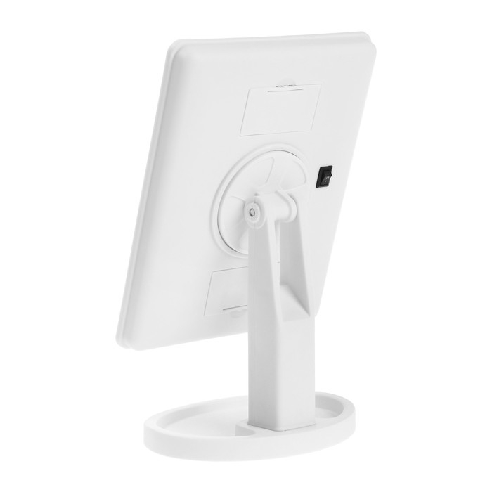 Зеркало Luazon KZ-06, подсветка, 26.5 х 16 х 12 см, 16 диодов, сенсорная кнопка, белое Зеркало Luazon KZ-06, подсветка, 26.5 х 16 х 12 см, 16 диодов, сенсорная кнопка, белое