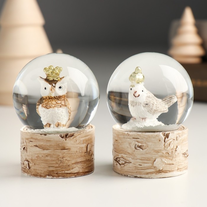 Сувенир полистоун водяной шар Сувенир полистоун водяной шар "Птица в короне" МИКС 4,5х4,5х6 см