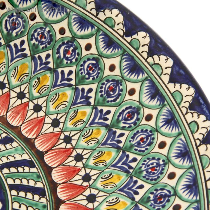 Ляган Риштанская Керамика  Ляган Риштанская Керамика "Узоры", 33 см, синий, глубокий