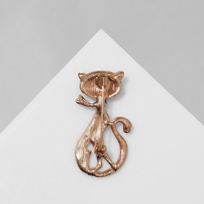 Брошь «Кошка» мур-мур, цвет чёрный в золоте Брошь «Кошка» мур-мур, цвет чёрный в золоте