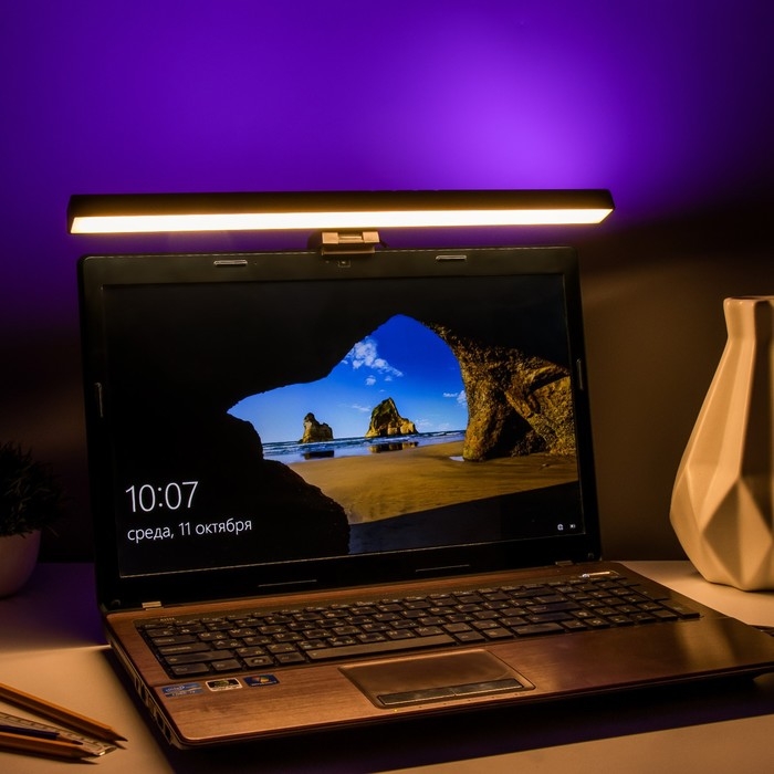 Светильник для экрана Светильник для экрана "Люмис" LED 5Вт 3000К-6000К RGB 201Лм Ra85 USB черный 10,4х6,5х40см