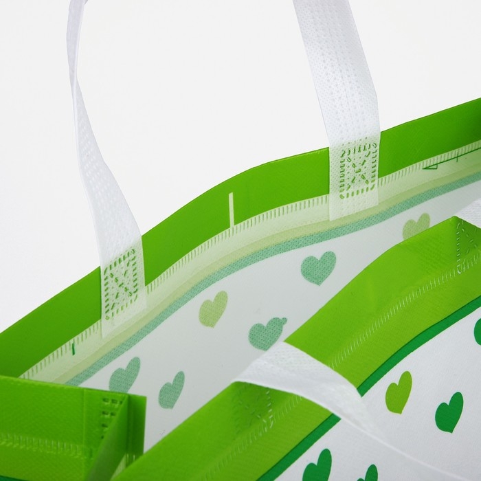 Сумка хозяйственная без застёжки, цвет белый/зелёный Сумка хозяйственная без застёжки, цвет белый/зелёный