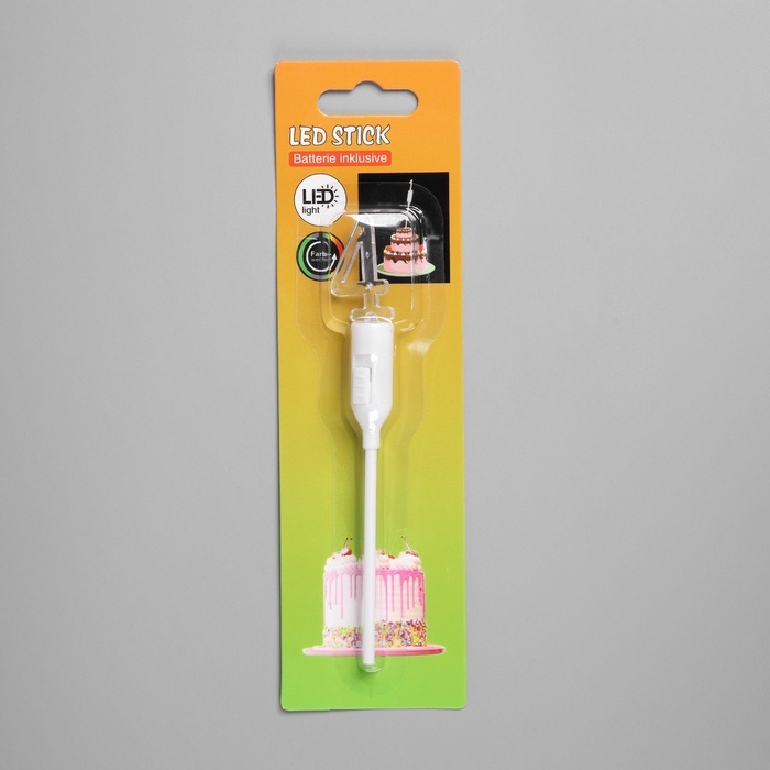 Светодиодная свеча  Светодиодная свеча "Цифра 4", 14.5 см, от батареек LR1130х3 (в комплекте), свечение мульти (RGB)