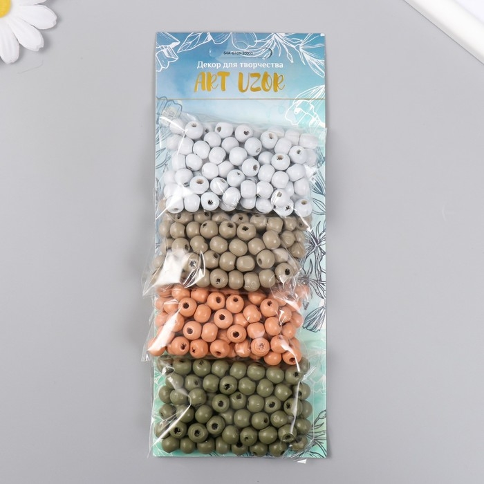 Набор бусины для творчества дерево Набор бусины для творчества дерево "Природа" d-0,8 см, 4 цвета х 15 гр