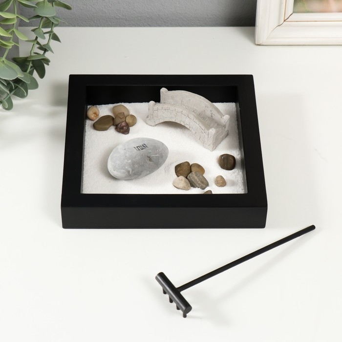 Сад камней Дзен  Сад камней Дзен "Каменный мост" песок 16,5х16,5х4 см