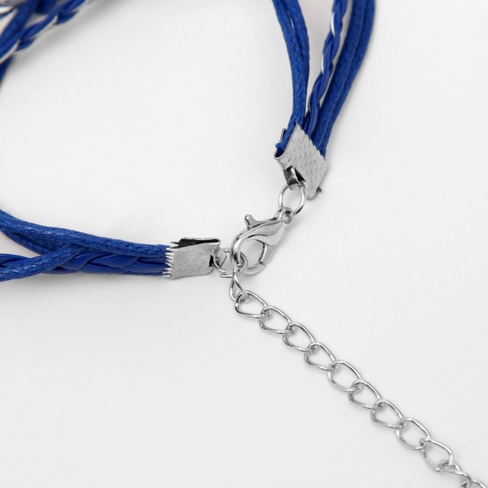 Браслет-оберег «талисман защиты» перо, цвет синий с чернёным серебром