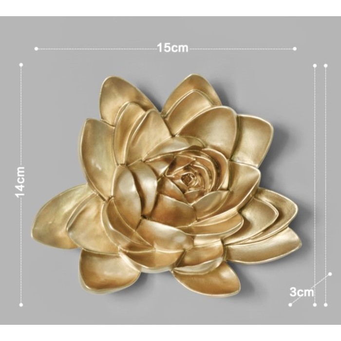 Декорация настенная панно, Декорация настенная панно, "Лотос" 14 x 15 см, золото