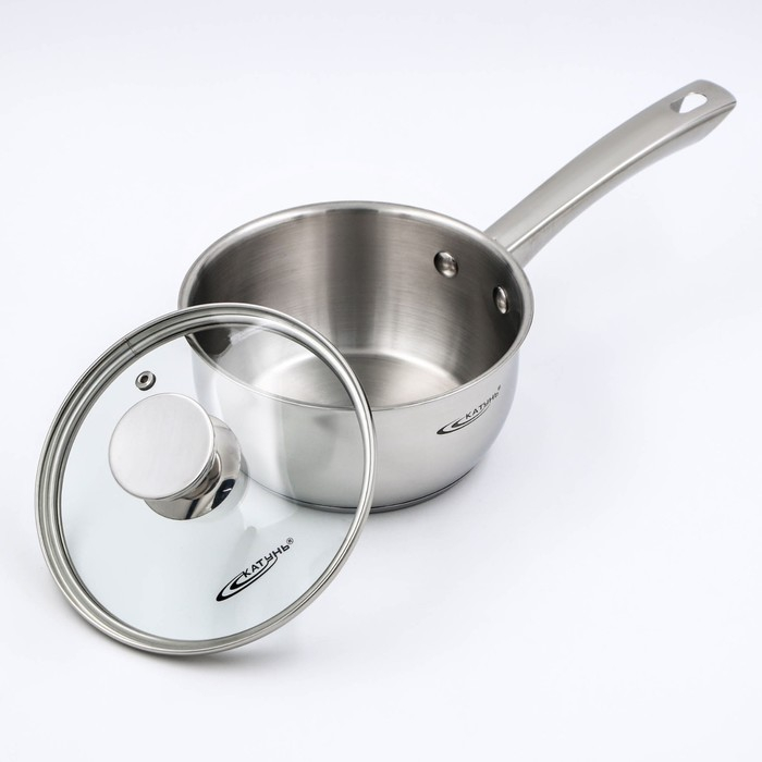 Ковш «Антея», 1,5 л, d=16 см, стеклянная крышка, капсульное дно, металлическая ручка, индукция Ковш «Антея», 1,5 л, d=16 см, стеклянная крышка, капсульное дно, металлическая ручка, индукция