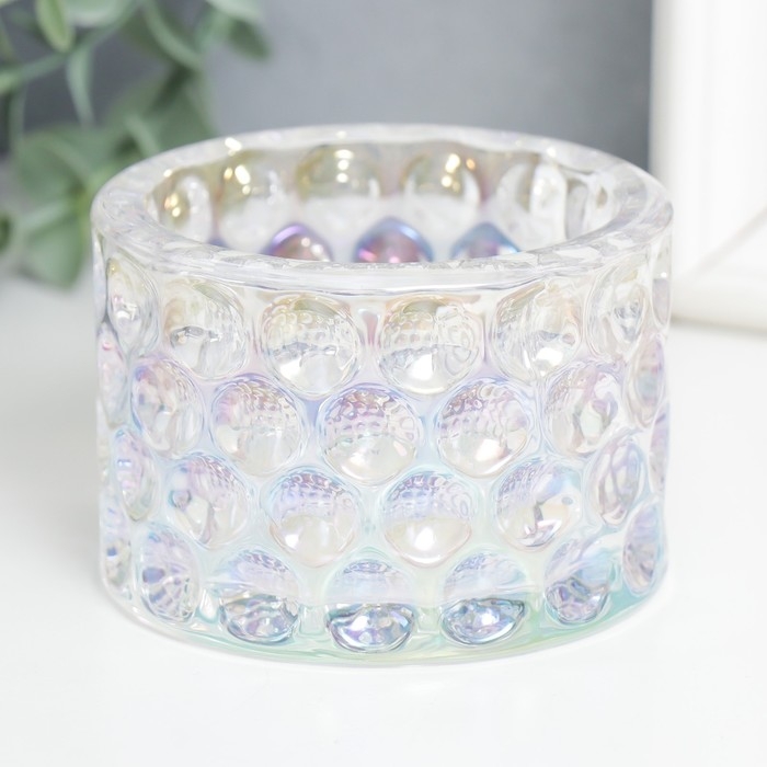 Подсвечник стекло Подсвечник стекло "Диамос" d-6 см с перламутром 7,8х7,8х5,3 см