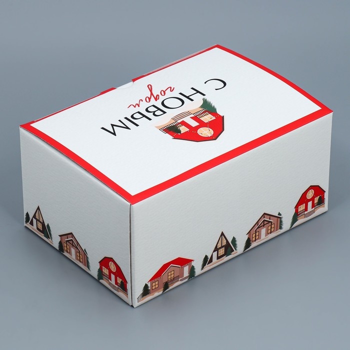 Коробка подарочная новогодняя складная «Домики», 22 х 15 х 10 см, Новый год Коробка подарочная новогодняя складная «Домики», 22 х 15 х 10 см, Новый год