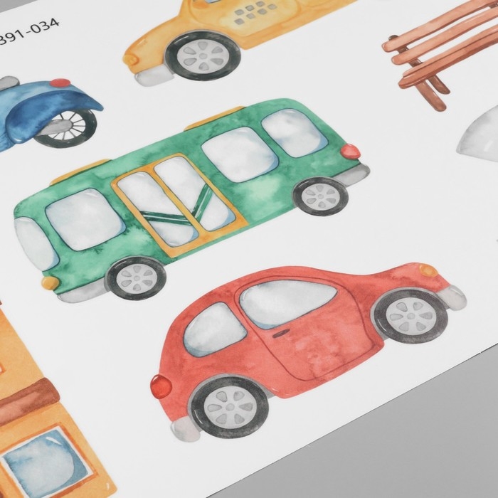 Наклейка пластик интерьерная цветная Наклейка пластик интерьерная цветная "Городской транспорт" 30х90 см