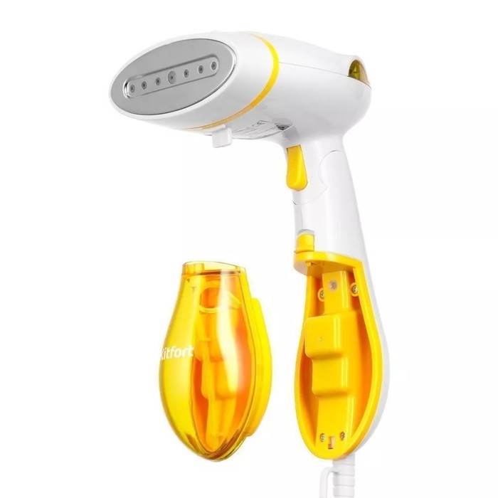 Отпариватель Kitfort КТ-9191-1, ручной, 1300 Вт, 140 мл, 22 г/мин, бело-жёлтый Отпариватель Kitfort КТ-9191-1, ручной, 1300 Вт, 140 мл, 22 г/мин, бело-жёлтый