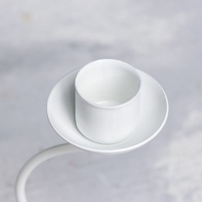 Подсвечник металл на 1 свечу  Подсвечник металл на 1 свечу "Моно", 14х7,3 см, белый