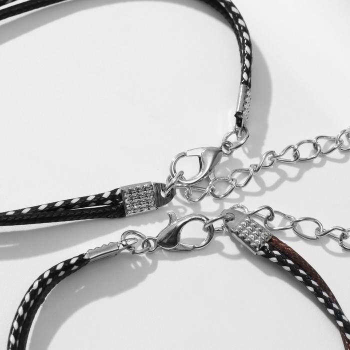 Браслеты «Неразлучники» совы на веточке, цвет чёрно-коричневый, L=19 см