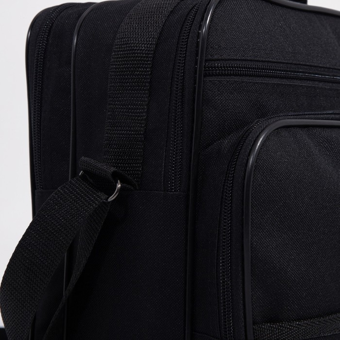 Сумка мужская на молниях Luris, длинный ремень, цвет чёрный