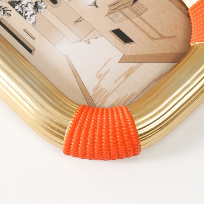 Фоторамка полистоун 10х15 см  Фоторамка полистоун 10х15 см "Фабиан" золотая с оранжевым 14,9х2,4х19,8 см