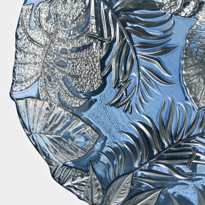 Тарелка стеклянная «Арабис», d=21,5 см, цвет голубой Тарелка стеклянная «Арабис», d=21,5 см, цвет голубой