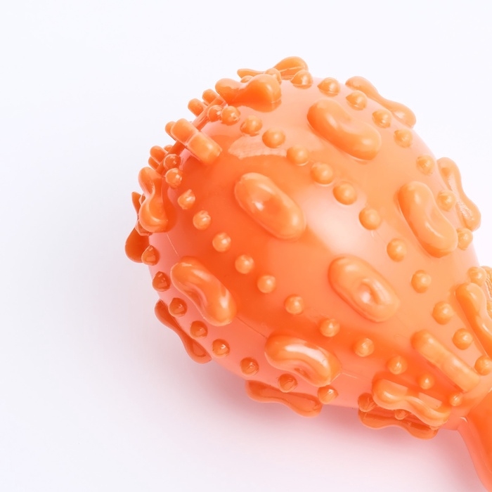 Игрушка массажная пищащая для собак Игрушка массажная пищащая для собак "Окорок" 10 см, ТПР, оранжевая