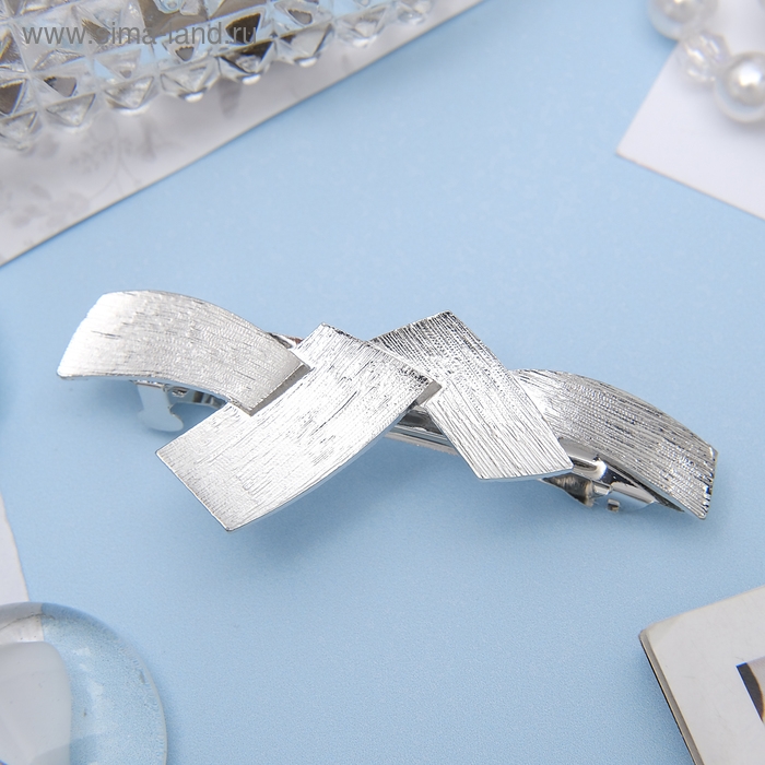 Заколка-автомат для волос Заколка-автомат для волос "Либерти" пересечения, 7 см, серебро