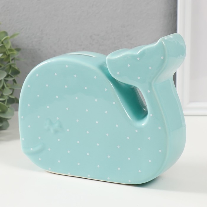 Копилка керамика Копилка керамика "Китёнок в горох" зелёный 21,5х5,2х18,2 см