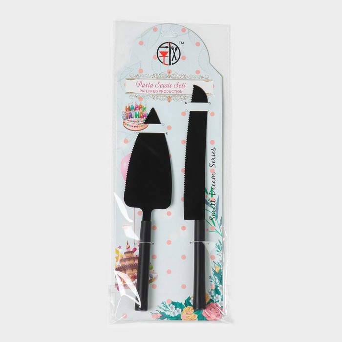 Набор кондитерских инструментов Доляна Black, 2 предмета: лопатка (длина лезвия 12,5 см), нож (длина лезвия 16,5 см), цвет чёрный Набор кондитерских инструментов Доляна Black, 2 предмета: лопатка (длина лезвия 12,5 см), нож (длина лезвия 16,5 см), цвет чёрный