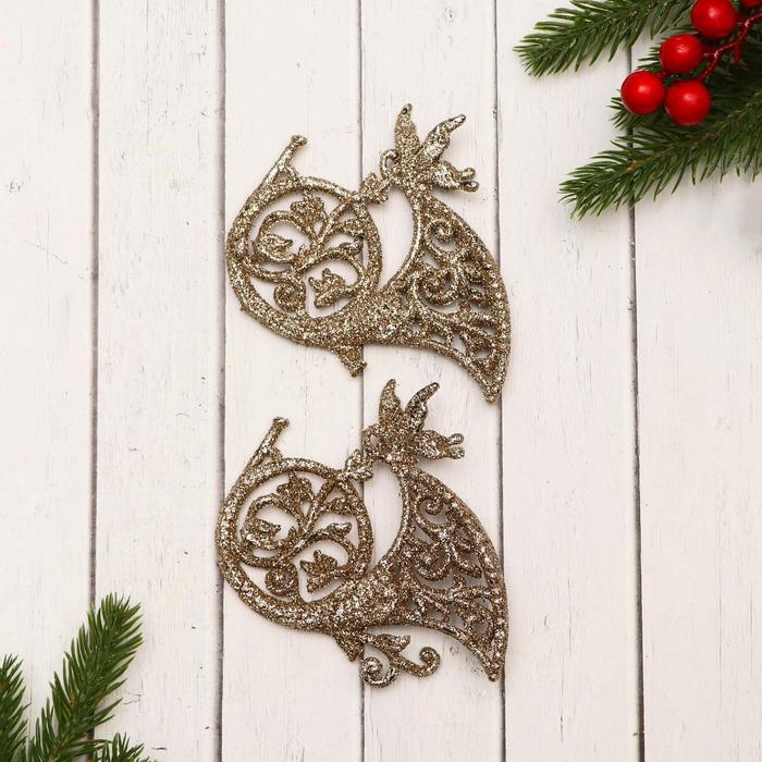 Украшение ёлочное Украшение ёлочное "Туба узорная блеск" (набор 2 шт) 10х9 см, золото