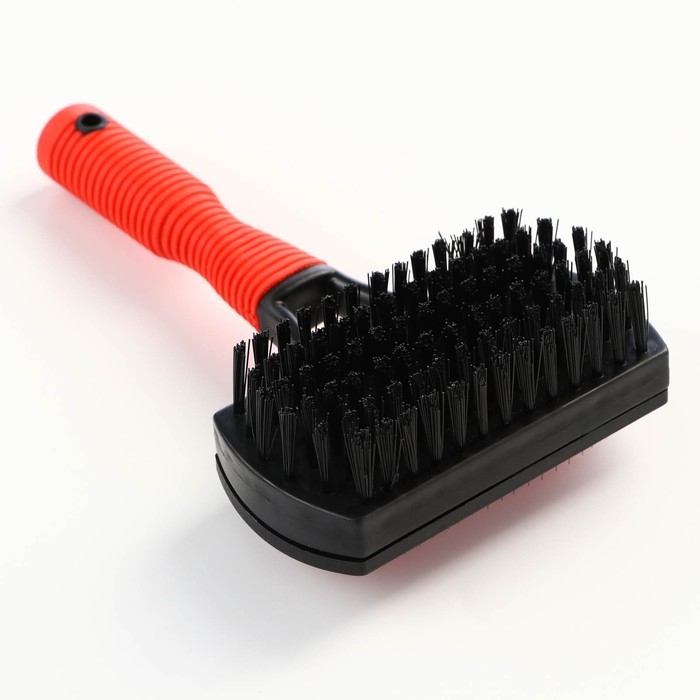 Двухсторонняя пуходёрка-щетка с резиновой ручкой 10 х 16,5 см, чёрно-красная Двухсторонняя пуходёрка-щетка с резиновой ручкой 10 х 16,5 см, чёрно-красная