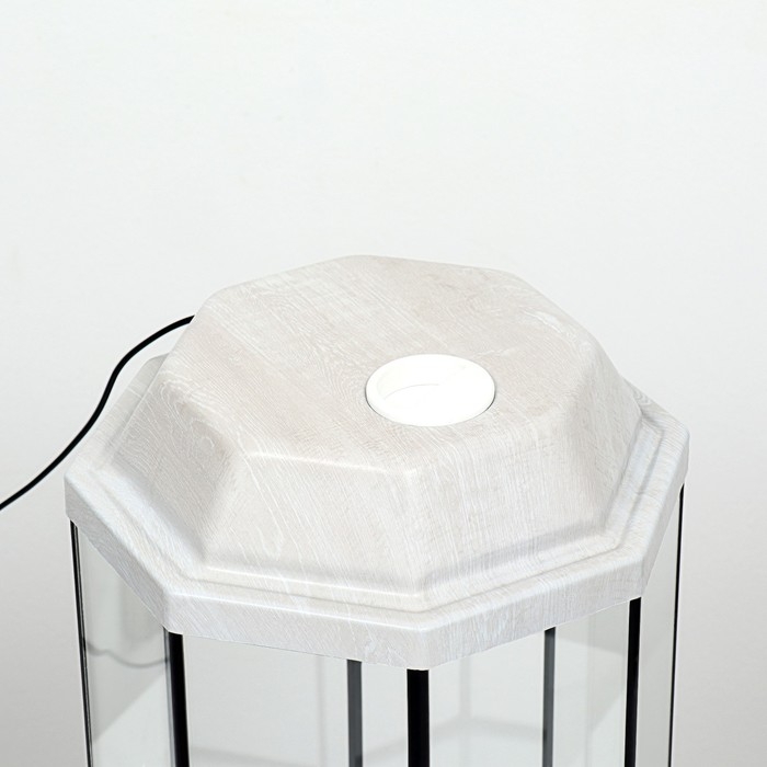 Аквариум Аквариум "Восьмигранный" с крышкой, 24 литра, 25 х 25 х 46/50 см, беленый дуб