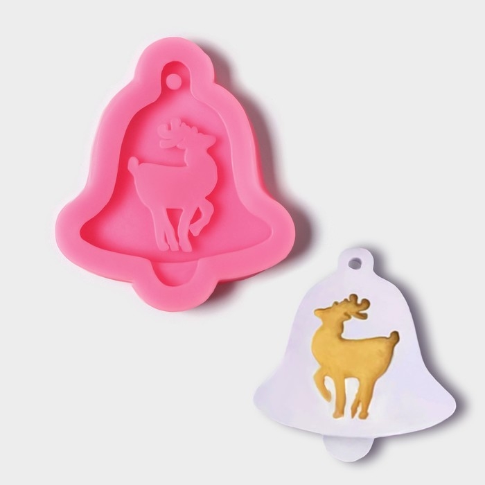 Молд новогодний «Колокольчик оленя», силикон, 10×9×1,5 см, цвет МИКС Молд новогодний «Колокольчик оленя», силикон, 10×9×1,5 см, цвет МИКС