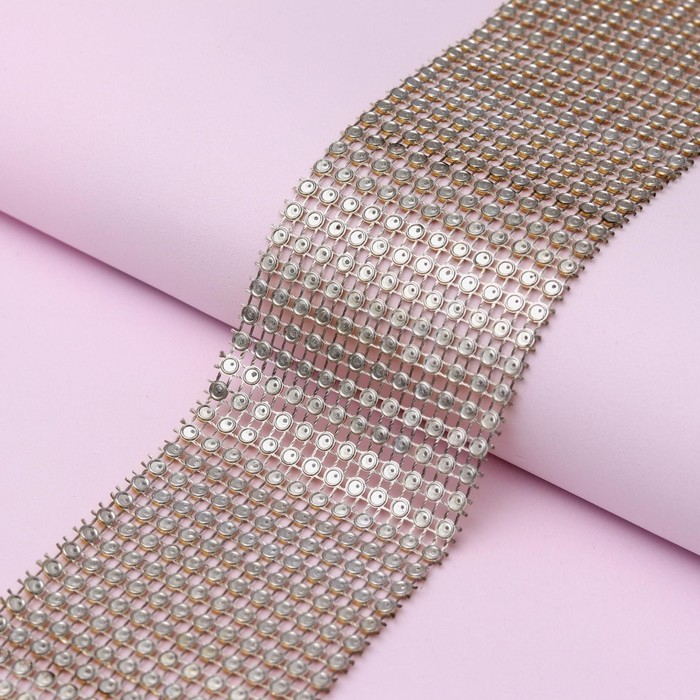 Лента с имитацией страз, 6 см, 9 ± 1 м, цвет золотой Лента с имитацией страз, 6 см, 9 ± 1 м, цвет золотой