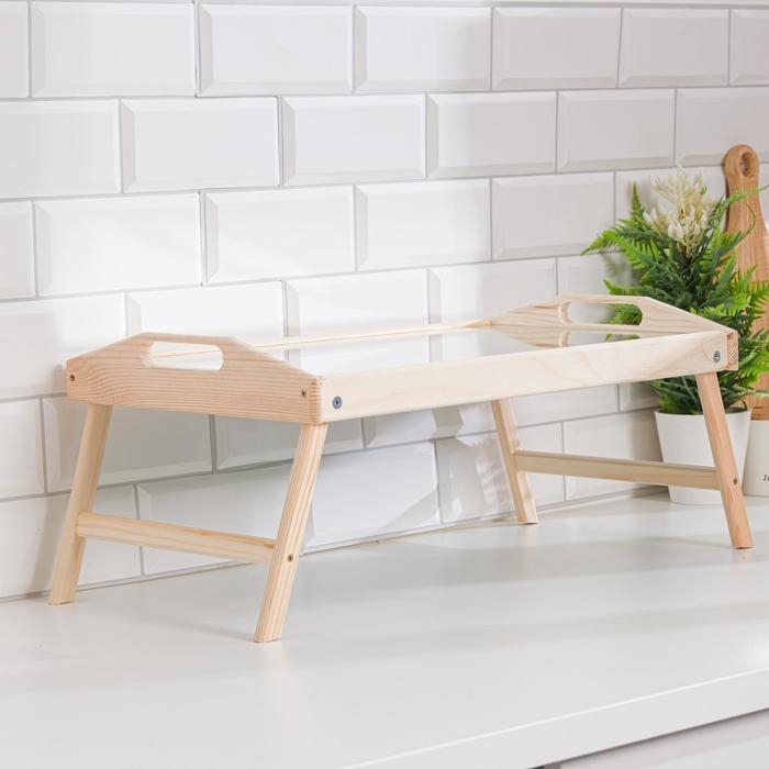 Столик для завтрака складной, 50×30см, с ручками, зеркало Столик для завтрака складной, 50×30см, с ручками, зеркало