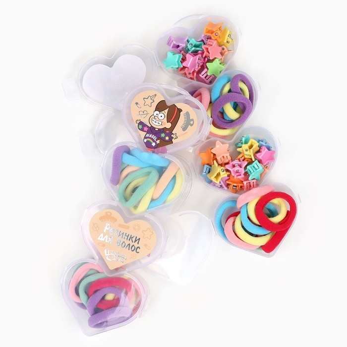 Набор подарочный, резинка для волос 20 шт, заколка крабик 20 шт, Гравити Фолз Набор подарочный, резинка для волос 20 шт, заколка крабик 20 шт, Гравити Фолз