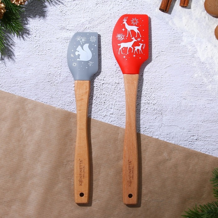 Новый год. Набор силиконовых лопаток «Лесная сказка», 2 шт в наборе (26х5 см, 23.3х4.3 см) Новый год. Набор силиконовых лопаток «Лесная сказка», 2 шт в наборе (26х5 см, 23.3х4.3 см)