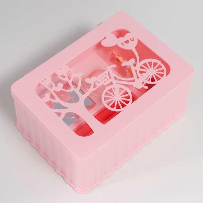 Шкатулка музыкальная механическая Шкатулка музыкальная механическая "Велопрогулка" розовая 12,5х17,5х8 см