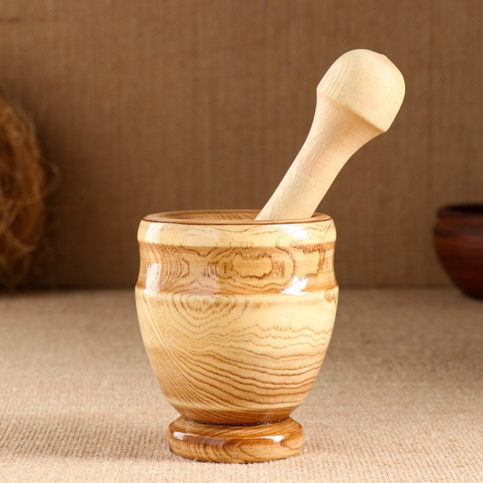 Набор: ступка с пестиком, ясень , 13 см, МИКС Набор: ступка с пестиком, ясень , 13 см, МИКС