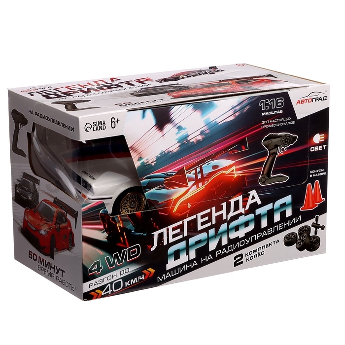 Машинка на пульте управления «Легенда Дрифта», радиоуправление, полный привод, 40 км/ч, 2 комплекта колёс, 1:16, цвет белый Машинка на пульте управления «Легенда Дрифта», радиоуправление, полный привод, 40 км/ч, 2 комплекта колёс, 1:16, цвет белый