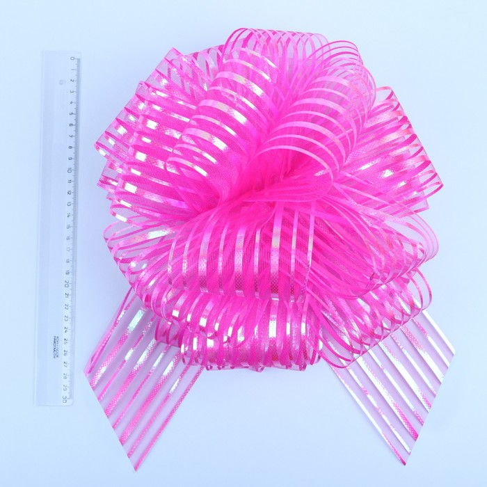 Бант-шар №10  Бант-шар №10 "Полоски", цвет ярко-розовый