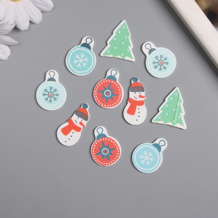 Декор для творчества дерево Декор для творчества дерево "Новогодний" набор 10 шт 2,3х3 см