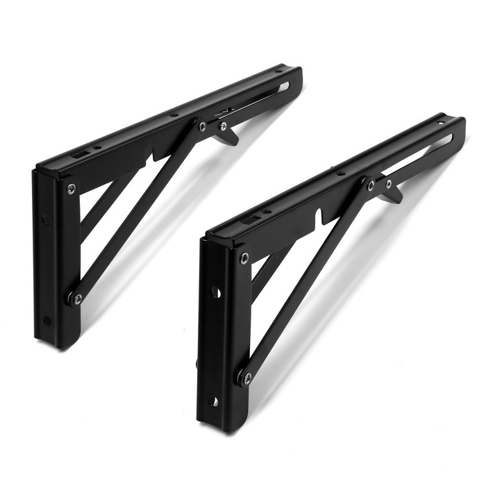 Кронштейн складной для столов и полок ТУНДРА, 2 шт, длина 250 мм, сталь цвет черный Кронштейн складной для столов и полок ТУНДРА, 2 шт, длина 250 мм, сталь цвет черный