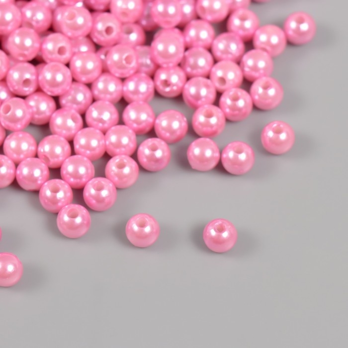Набор бусин Набор бусин "Жемчуг" d 6 мм, 250 гр, ярко-розовый