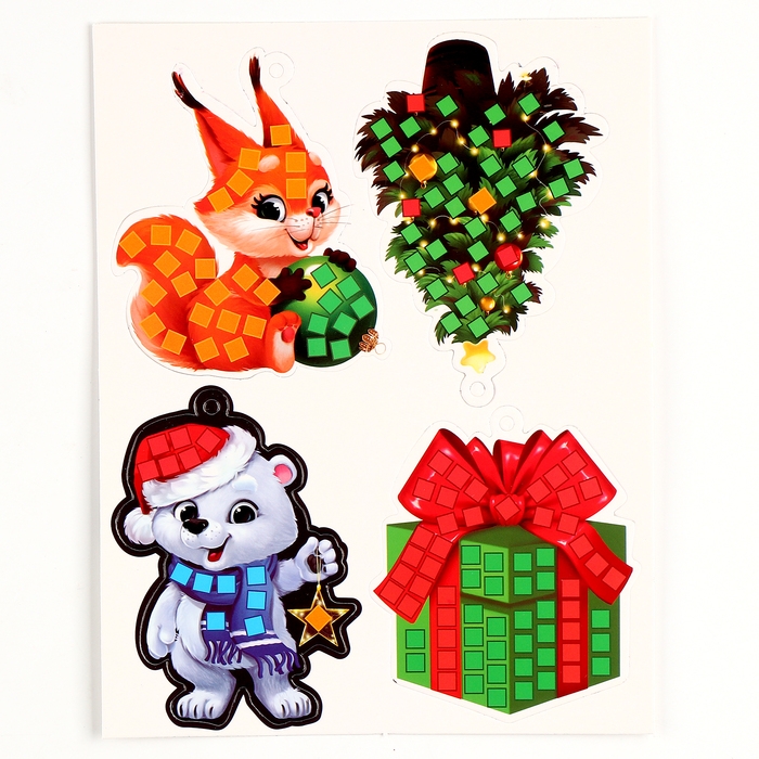 Аппликация стикерами на новый год. Елочные игрушки «Новогоднии игрушки», новогодний набор для творчества Аппликация стикерами на новый год. Елочные игрушки «Новогоднии игрушки», новогодний набор для творчества