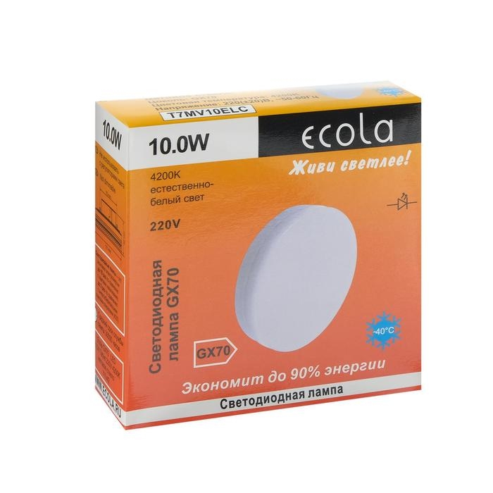 Лампа светодиодная Ecola, GX70, 10 Вт, 4200 K, 111х42 мм, дневной белый, матовое стекло Лампа светодиодная Ecola, GX70, 10 Вт, 4200 K, 111х42 мм, дневной белый, матовое стекло