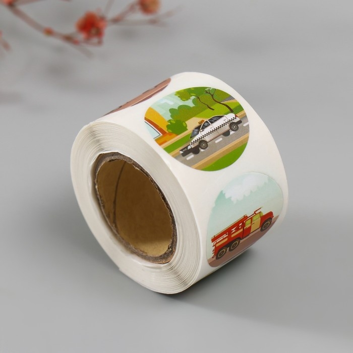 Наклейка бумага Наклейка бумага "Служебный транспорт" d=2,5 см 252 шт в рулоне