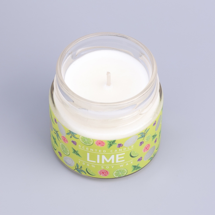 Свеча ароматическая в банке  Свеча ароматическая в банке "Мятный лайм", совый воск, 80 г