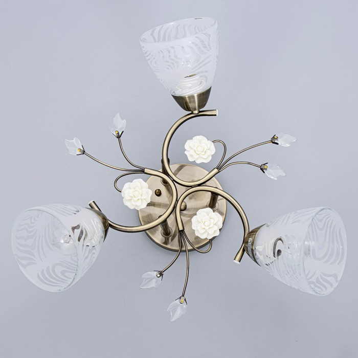 Люстра Люстра "Летний цвет" 3х60Вт E27 античная бронза 43х43х25см