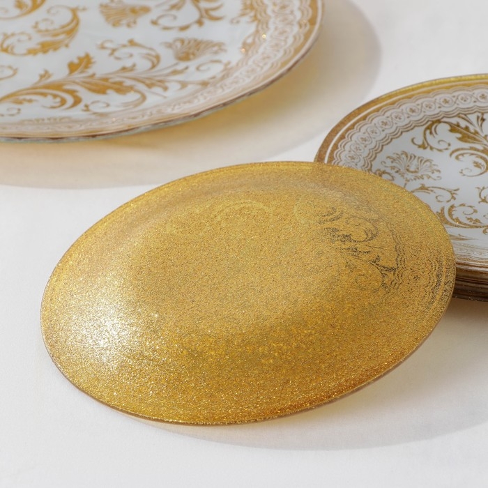 Набор столовый «Растительный узор», 7 предметов: d=30 см - 1 шт, d=18 см - 6 шт, цвет белый с золотым Набор столовый «Растительный узор», 7 предметов: d=30 см - 1 шт, d=18 см - 6 шт, цвет белый с золотым