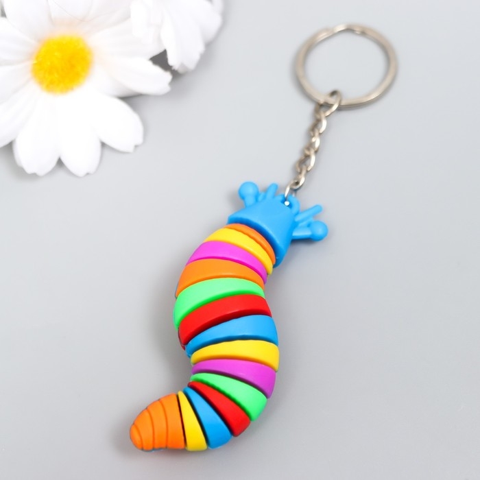 Брелок резина Брелок резина "Радужная гусеница" МИКС 2х2х7,5 см
