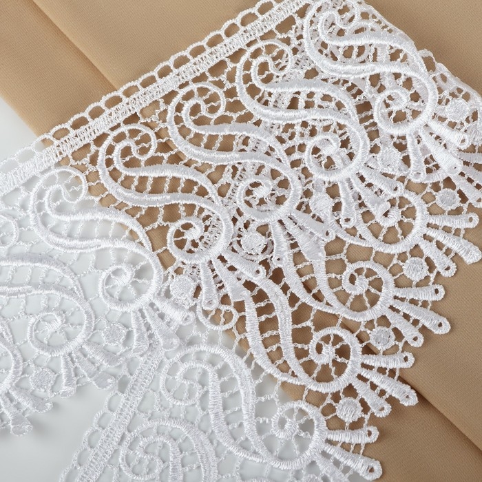 Кружево гипюровое, 94 мм × 11 ± 1 м, цвет белый Кружево гипюровое, 94 мм × 11 ± 1 м, цвет белый