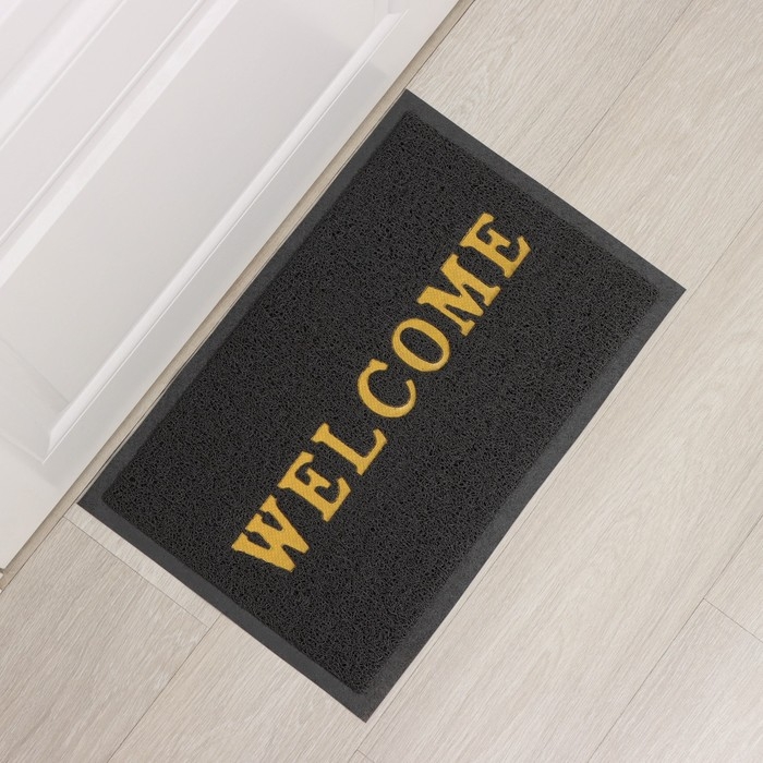Коврик придверный Доляна Welcome, с окантовкой, 38×58 см, цвет серый Коврик придверный Доляна Welcome, с окантовкой, 38×58 см, цвет серый