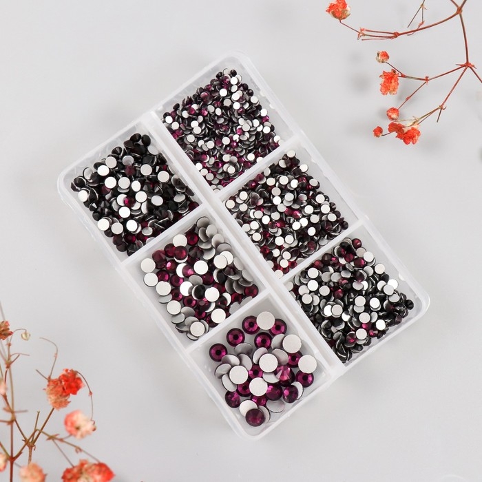 Декор для творчества стекло Декор для творчества стекло "Стразы. Тёмно-фиолетовый" d=2-4,8 мм н-р 1188 шт 6х8х1,5 см